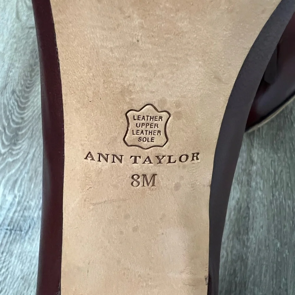Ann Taylor Burgundy Leather Heels Size 8 - Picture 13 of 15